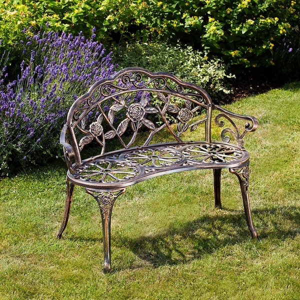 Garden Life Provence Rose Metal Bench | Happy Beaks